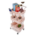 Spa Facial Salon Trolley Kitchen Storage Pink Color Rack Rolling Cart Utility Organizer